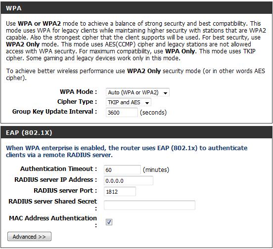 Section 4 - Security Configure WPA-Enterprise (RADIUS) It is recommended to enable encryption on your wireless router before your wireless network adapters.