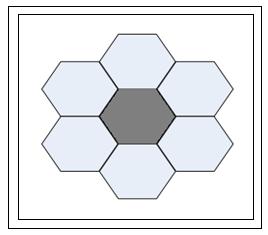 In 6-way connectivity the central pixel is connected to all six neighboring pixels through its edges. FIG. 10 DISTANCE IN HEXAGONAL PIXEL STRUCTURE 3.