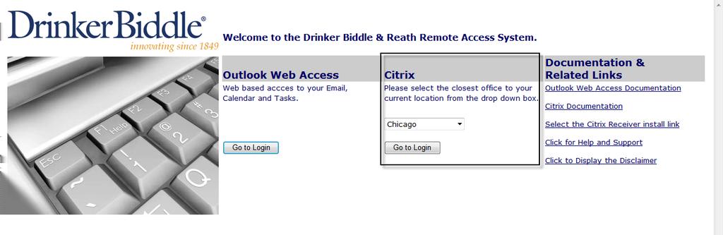 Note: Under the Documentation and Related Links section, you can click the link Select the Citrix Receiver install link to install the Citrix software or once you access the Citrix Home Page, you