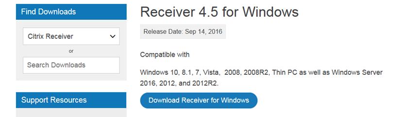 Scroll down, click on Earlier Versions of Receiver for Windows 3. Select Download Receiver 4.