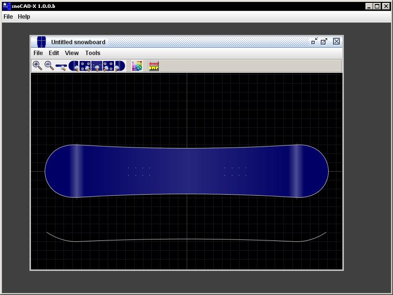 Using snocad-x The User Interface snocad-x uses a standard Java GUI (Swing). The application allows multiple snowboards to be edited at once, each one having a separate window on the snocad-x desktop.