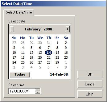 Real-Time Data Logging Real-Time Log Session Figure 49 Select Delayed Start Date/Time dialog Use the Select date calendar to