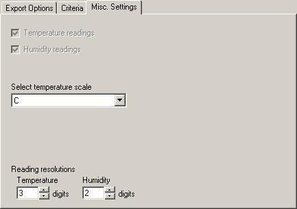 Managing Logged Data Exporting Logged Data Misc. Settings The Misc. Settings tab includes various options for determining how the data should be exported.