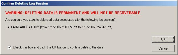 9936A LogWare III Deleting Log Sessions LogWare distinguishes between data logged in real-time and data that was downloaded or imported into the server.