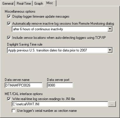 LogWare III Options Misc tab 3.4 Misc tab The Misc tab displays other miscellaneous options.