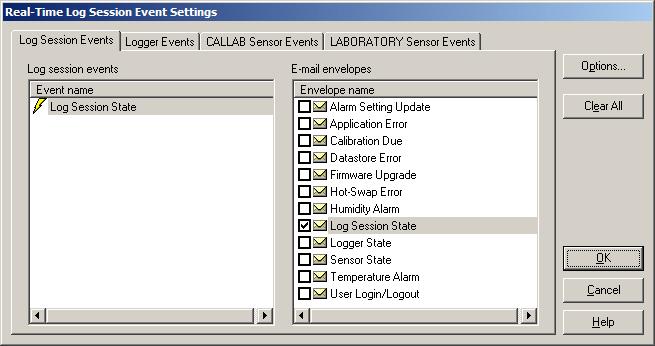 E-mail Features Setting up Default Events sensor. An e-mail message is generated that contains sensor state information, including the reason the logger cannot get readings from the sensor.
