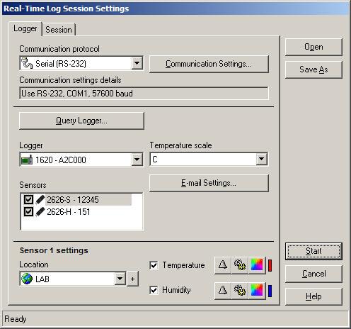 Real-Time Data Logging Real-Time Log Session Settings 4. Click the Add button to display the Open Log Session Settings File dialog.