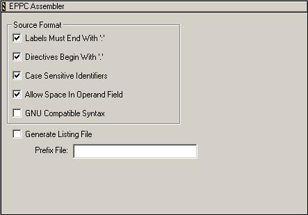 Target Settings Embedded PowerPC Settings Panels Figure 5.4 EPPC Assembler Settings Panel If you used a previous version of this panel, you may have noticed that the Processor region has disappeared.