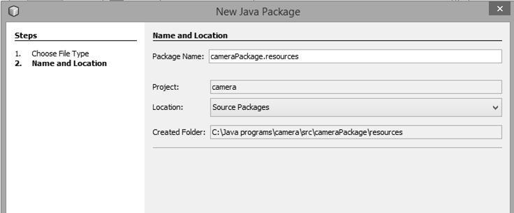 Chapter 1: Using the NetBeans IDE 11 Whenever we use images in a project, we will create a package called resources into which they can be