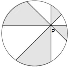1b) the gray areas together are exactly as big as the white areas together, both are half of the disc (also the length sums of the gray and white pizza boundaries are equal, both are half of the