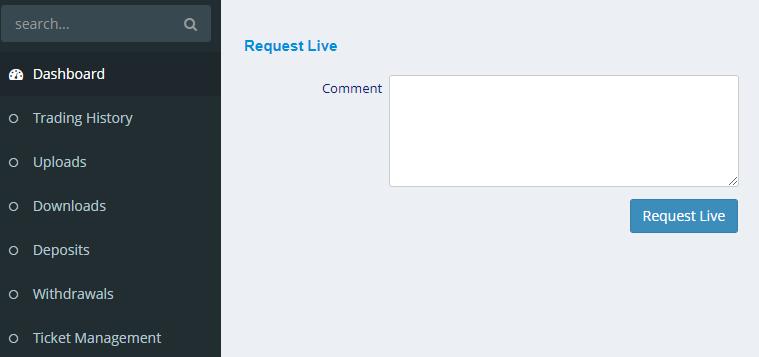 2.1 Actions Request Live request to create Live account. Fig. 7. Request Live form.