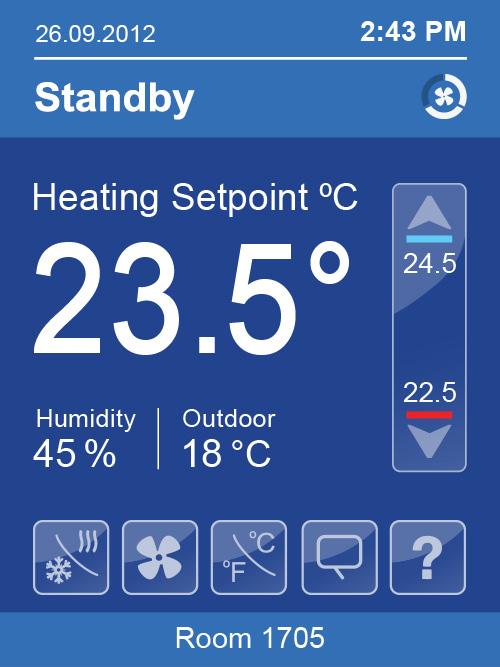 User Interface Guide 41 Setpoint adjustment for heating mode In automatic mode, setpoint showing at the top of the set point bar located directly under the blue line represents the actual occupied