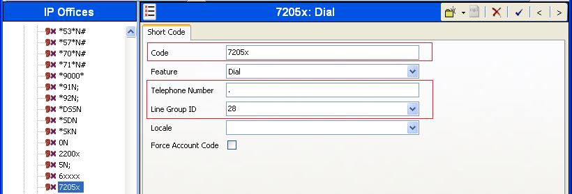 5.6. Administer Short Code From the configuration tree in the left pane, right-click on Short Code and select New from the pop-up list to add a new short code for calls to IPC (not shown).