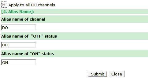 You can apply the alias name to all channels by click on the Apply to all DO