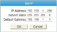 3.2 Switch IP address change 1. To Change the IP Address of the switch to a logical address for your network, click on IP in the top menu bar, the following menu will be displayed: 2.