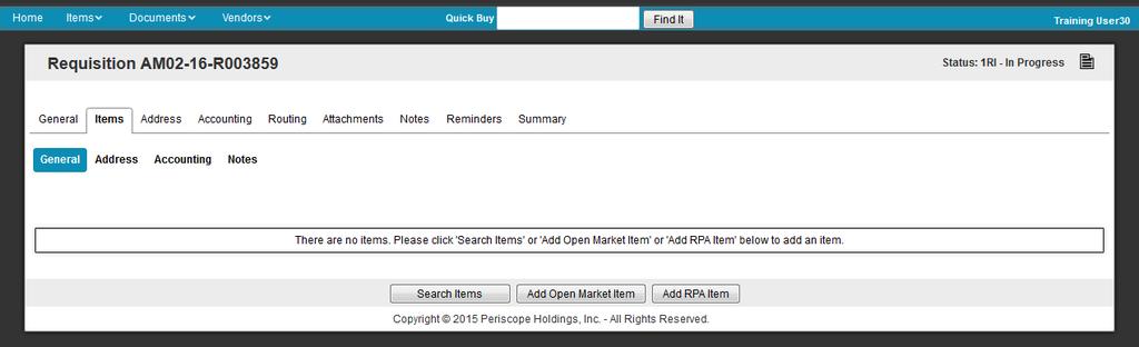 RPA Items TAB From the items tab select Add RPA item (1) 8 Description (2) Required field enter description of the items being paid for.