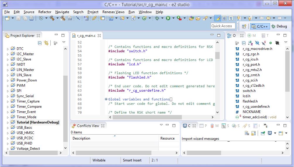Figure 3-8 Projects Import In e 2 studio IDE (3) The project has been