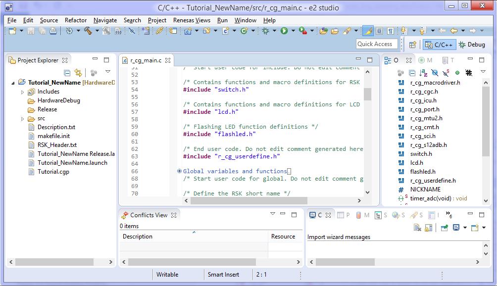 Figure 3-11 Project Rename And Import In e 2 studio IDE (3) The project has been