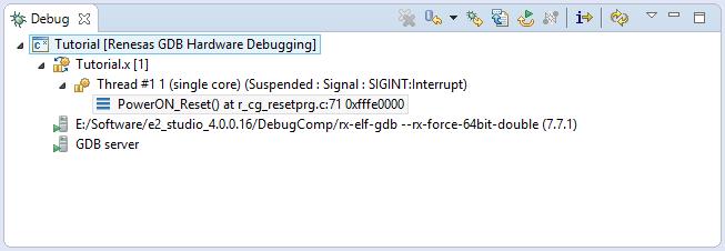 Figure 5-7 User Target Connection in the [Debug] View For a successful connection, [Debug] view to show target debugging information in a tree hierarchy.