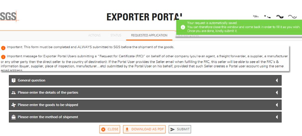 Before filling-up the form, the exporter should carefully