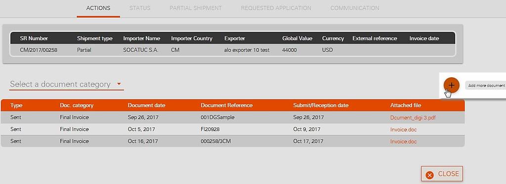 3.4 NEW SHIPMENT 1. To request for a new partial shipment Service Request, click on the dropdown list: 2. Select the Valid Project Service Request to which you need to apply the request: 3.