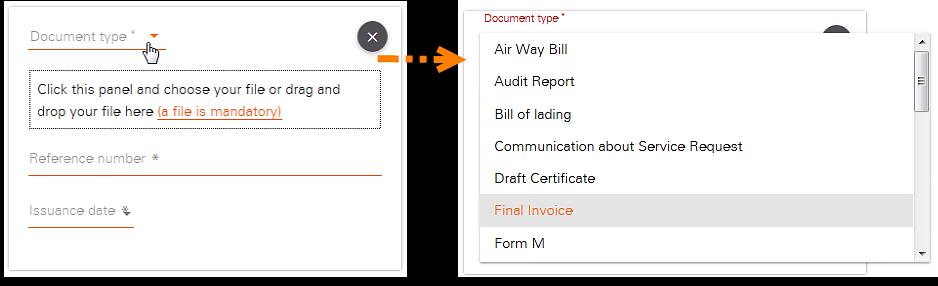 5. Select the document type from the