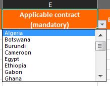 Contract. In excel template, this is also mandatory.
