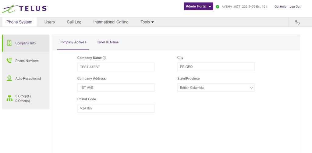 TELUS Business Connect Mobile Admin guide Part Getting started Admin homepage When you log in as an administrator, you will be taken to the Admin Portal which allows you access to admin-only tools