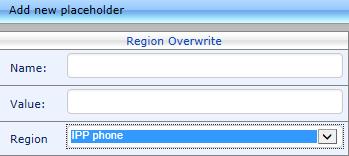 Access the Manage Region Placeholders page (Phones Configuration > Region Placeholders): 2. From the Region dropdown, select a region, and then click the Add new placeholder button.