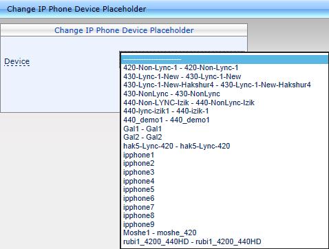 Access the Manage Devices Placeholders page (Phones Configuration > Devices Placeholders): Figure B-17: Manage Devices Placeholders Tip: Use the 'Filter' field to quickly find a specific device if