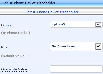 Administrator's Manual B. Preparing a Configuration File Figure B-20: Edit IP Phone Device Placeholder 4. From the Key dropdown, choose the phone configuration key. 5.