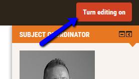 On the top right of the page, select Turn editing on Navigate to the Moodle