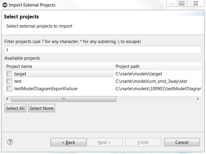 Import External Projects Wizard Import Other External Projects Before using the wizard you must specify where to look for external