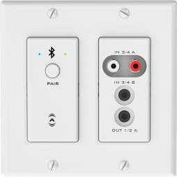 una6io 4x2 Channel 2 Gang US Wall Plate w/xlr, RCA, 3.5mm, and Depluggable I/O Install AV Catalog 2 Mic/Line balanced analog inputs supporting 0dB, +25dB, and +40dB gain 2 RCA and 1 stereo 3.
