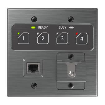 4-Zone Paging Station Bi-color (red/green) Ready, Busy, and Zone Status LEDs can indicate zone and system status, driven by the PMS controller Integrates directly with Q-SYS