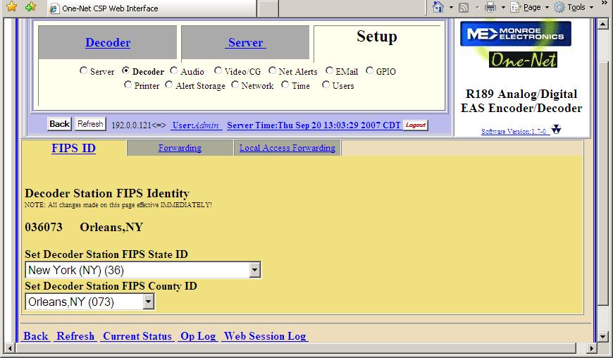 7. Setting up the Decoder Click on the Setup tab, the Decoder button and the FIPS ID tab.