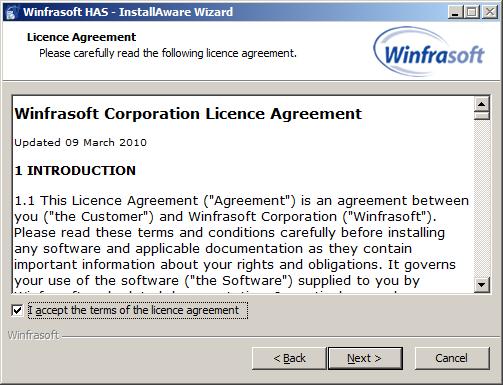 Deployment 15 (1) To start the Winfrasoft HAS installation, run the Winfrasoft HAS.exe installer.