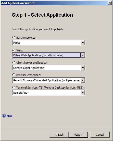HAS Configuration on UAG 2010 53 (3) The UAG Add Application Wizard will start. Click Next.