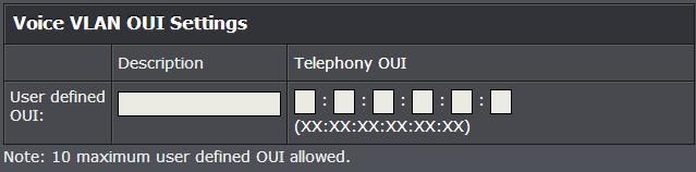 Note: If you find more than one OUI among the IP phones you are installing, enter one MAC address that represents each individual OUI. You can enter a total of 10 OUIs.