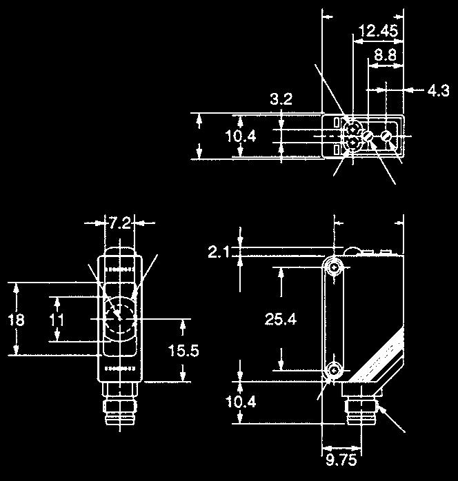 Dimensions Unit: mm (inch) J Sensors Through-beam (Pre-wired Models) E3Z-T61
