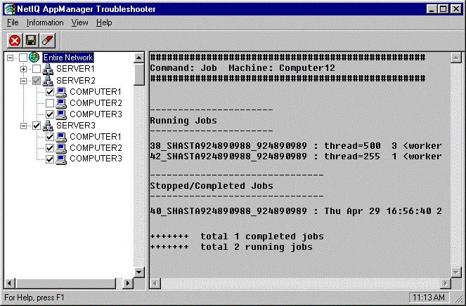12.2 Using the Troubleshooter The Troubleshooter utility provides access to many different types of diagnostic reports about AppManager management servers and agent services through an easy-to-use