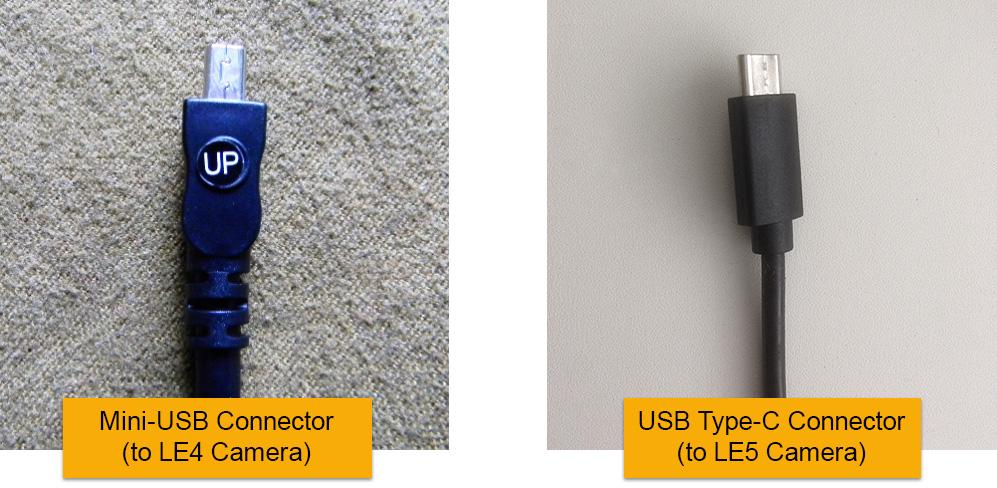 and one large end for LE5 camera to any two/one standard USB ports on your