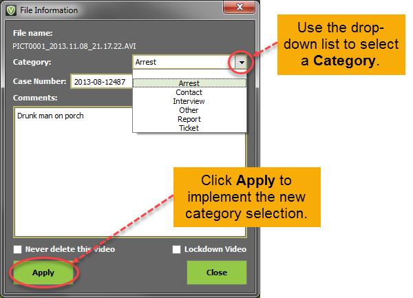 Figure 26 Note: File Categories are Added/Removed and Renamed on the Server Setup tab. 4. Select the desired category from the Category drop-down box. 5.
