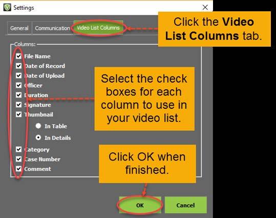 Each user can decide which columns are displayed as well as how the thumbnails are presented.