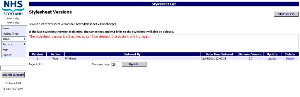 MANAGING STYLESHEETS Deleting stylesheets Once the stylesheet has been added and linked there may be a need to delete a stylesheet.