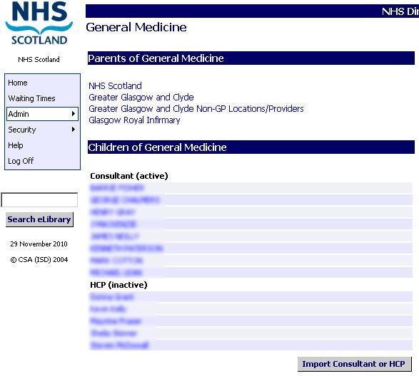 WORKING WITH THE NHS DIRECTORY Users who want to be able to add a consultant or HCP will have to have an additional admin capability applied to their user login.