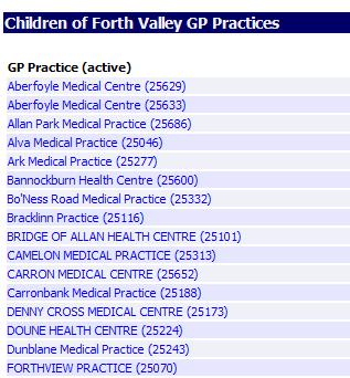 Area GP Practices Select the practice from the list of active practices: Click on