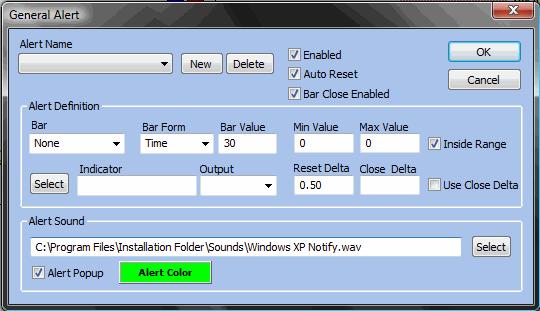 2. Alert This allows you to set an audio alert based on different bar values and indicators.