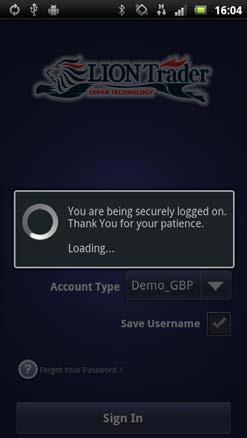 Logon 1. Tap LION Android Icon. 2. Input your Username and Password.