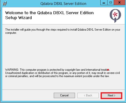 0 installation package named Qdabra DBXL Server Edition.